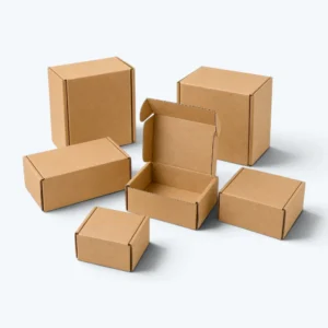 Small custom shipping boxes in kraft cardboard with open and closed styles