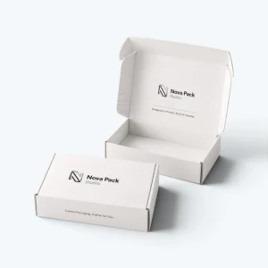 White mailer boxes with custom logo printing for clean ecommerce packaging