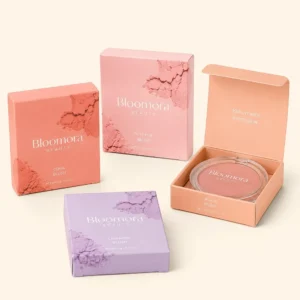 Custom blush packaging boxes in pastel colors for makeup products