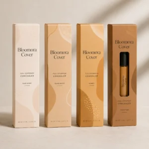 Custom concealer packaging boxes in multiple skin tone shades with window cutout