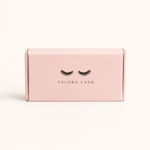 Custom eyelash boxes with logo in blush pink matte packaging