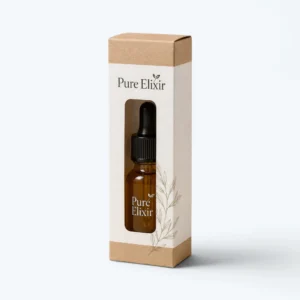 Custom face oil boxes with window packaging and amber dropper bottle for skincare oil