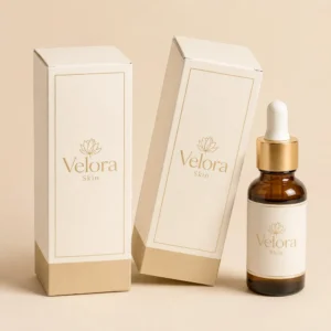 Custom face oil packaging with logo printed boxes and skincare dropper bottle