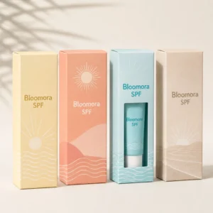 Custom sunscreen boxes with logo and window packaging for SPF products