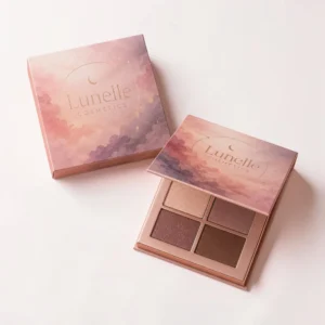 Eyeshadow boxes with logo, printed palette packaging, and colorful cosmetic box design
