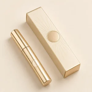 Gold foil cosmetic packaging with luxury mascara box and gold mascara tube
