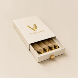 Hair extension boxes with logo in luxury drawer style packaging for blonde hair bundles