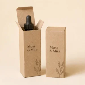 Kraft serum boxes with logo printing and eco-friendly skincare packaging