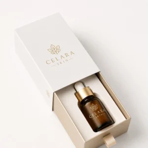 Serum boxes with logo in luxury sleeve drawer packaging for amber dropper bottle